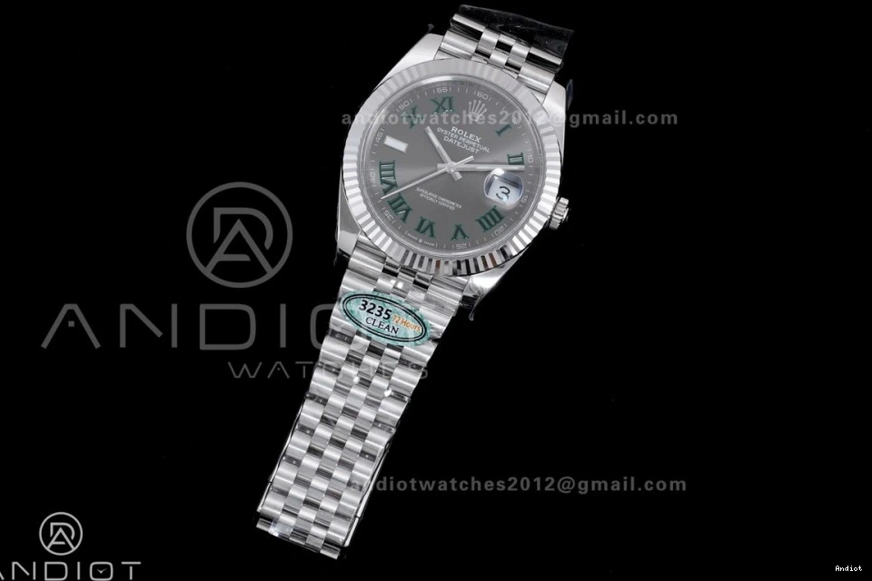 Green SS Clean SS 1:1 904L Datejust Best Roman Dial Steel SH3235 41 Bracelet on Edition Gray 0226